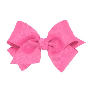 Small Grosgrain Hair Bow with Center Knot - Hot Pink