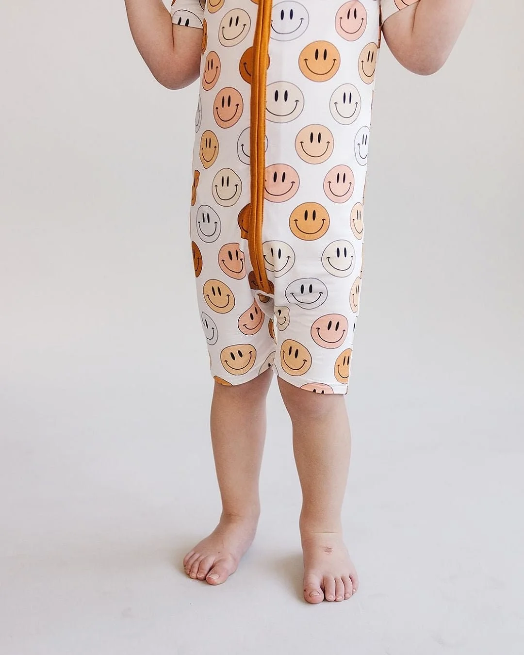 Smiley Bamboo Short Romper | Copper