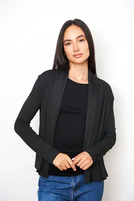 Soft Touch Open Cardigan in Dark Gray