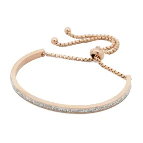 Stainless Steel Pave Crystal Slide Bracelet Rose Gold Plated