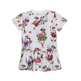 Stella Mccartney White Mini Dress With Prints For Baby Girl