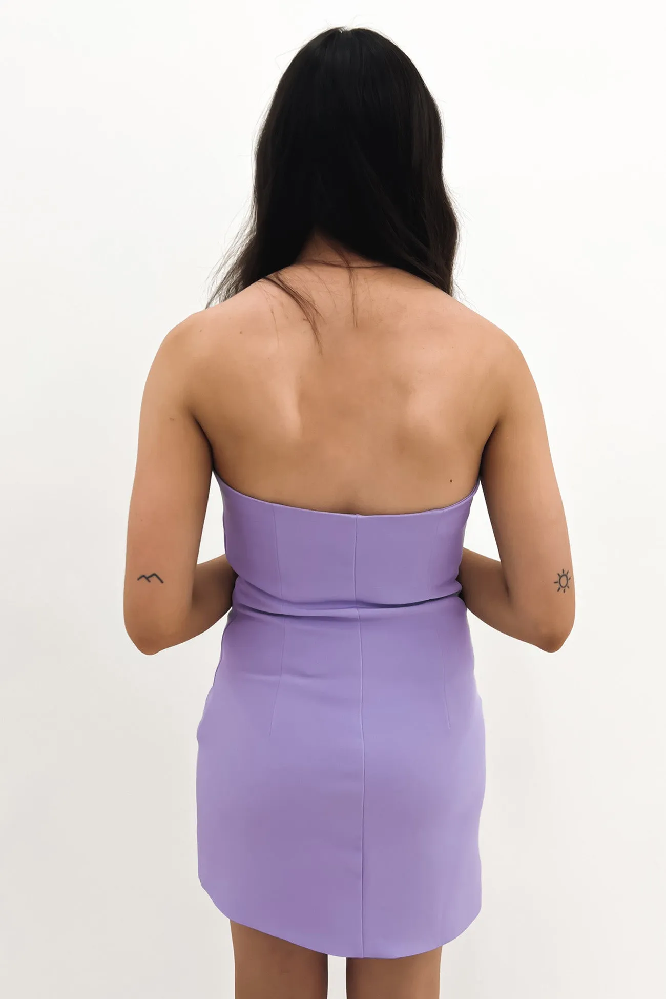 Strapless Wave Mini Dress Lilac