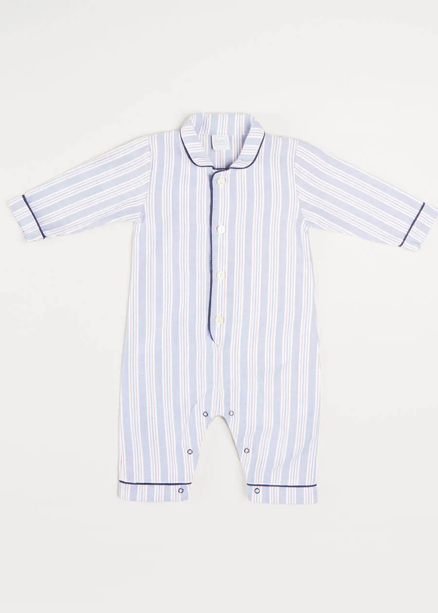 Striped All-In-One Nightwear In Blue (6mths-2yrs)