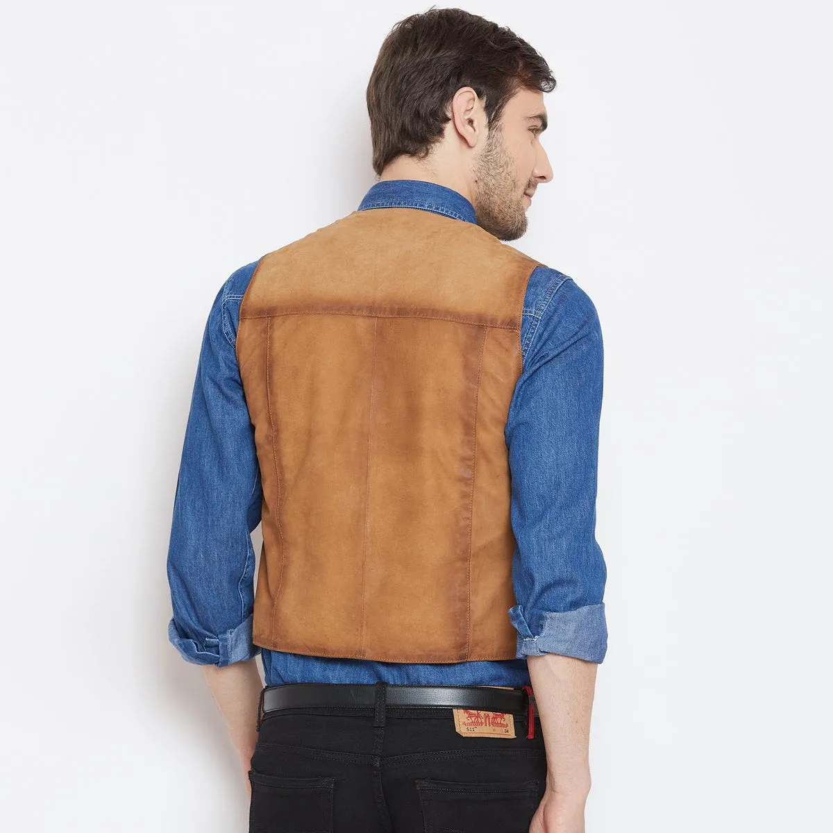 Tan Leather Cowboy Look Vests By Brune & Bareskin