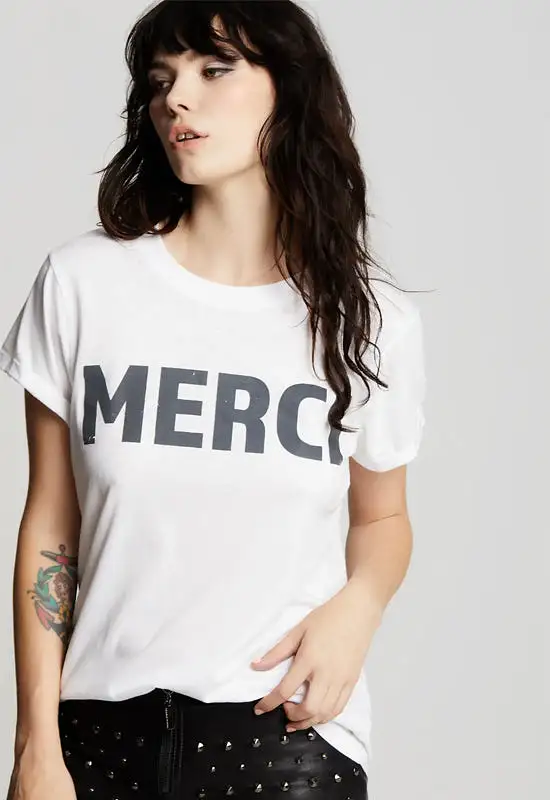 Teegrams - MERCI Burn Out Tee White