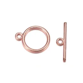 Toggle Clasps, Flat, Round, Smooth, Single-Strand, Rose Gold, Alloy, 15mm