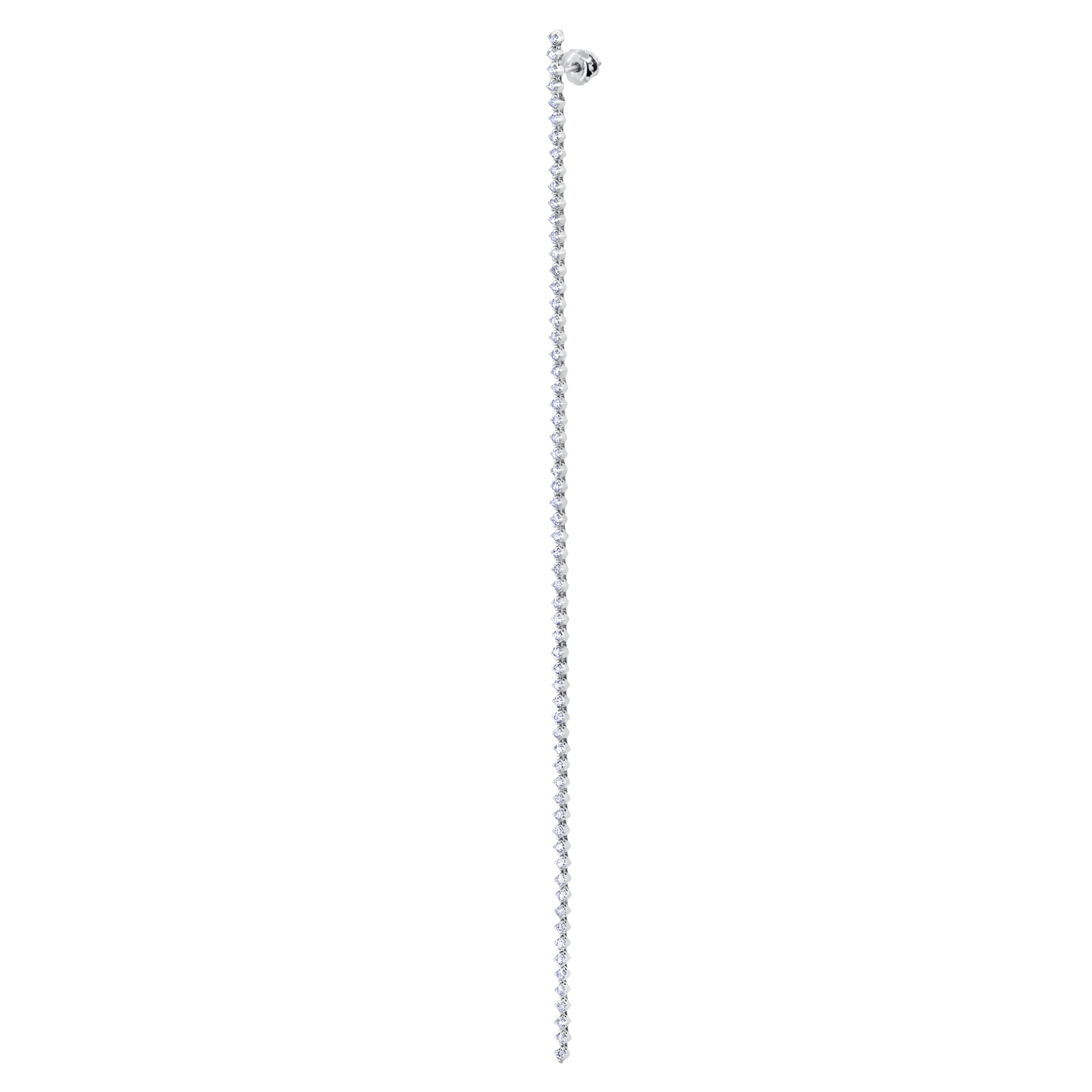 Very Long Diamond Tennis Earring