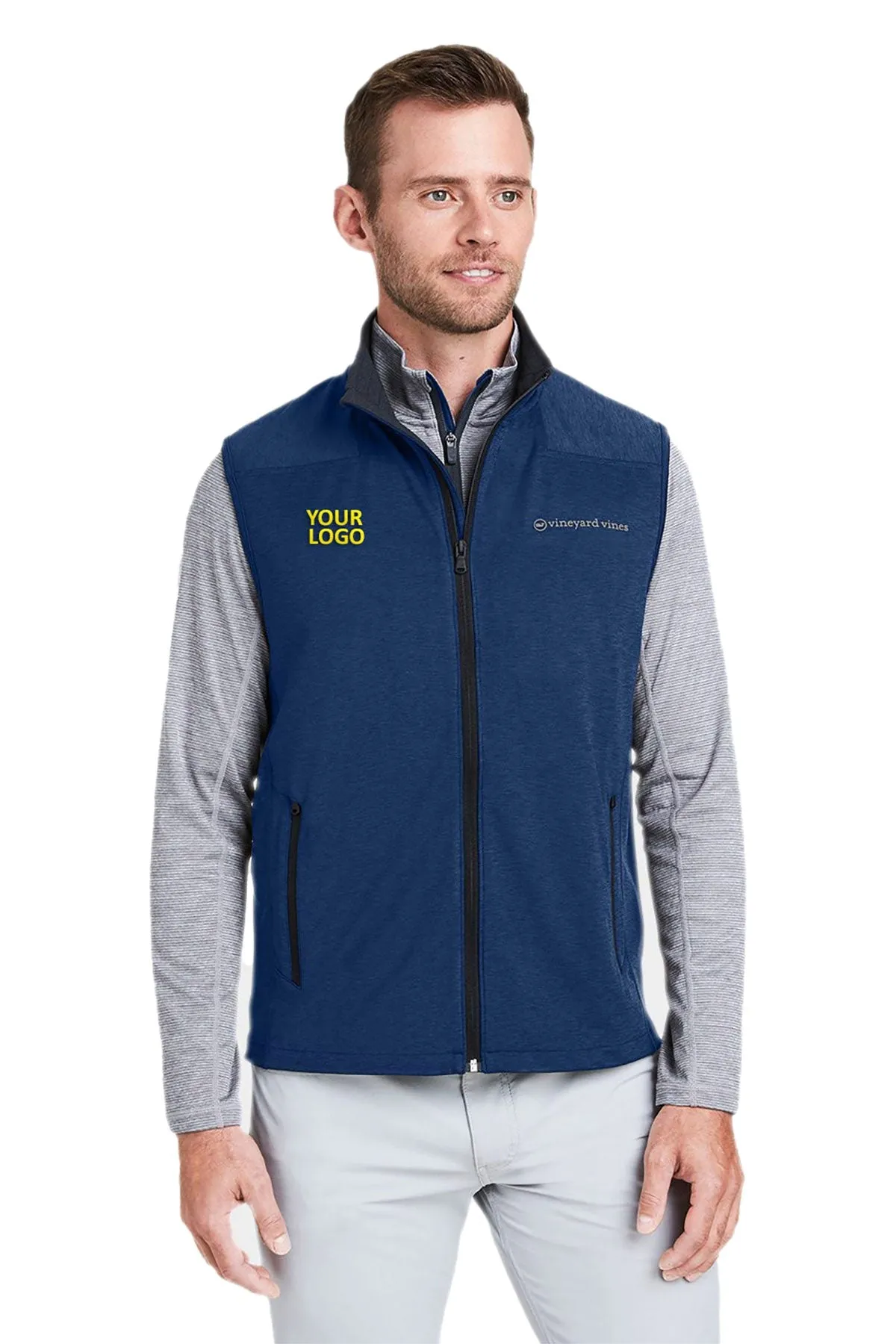 Vineyard Vines Custom Mens On-The-Go Shep Vests, Deep Bay