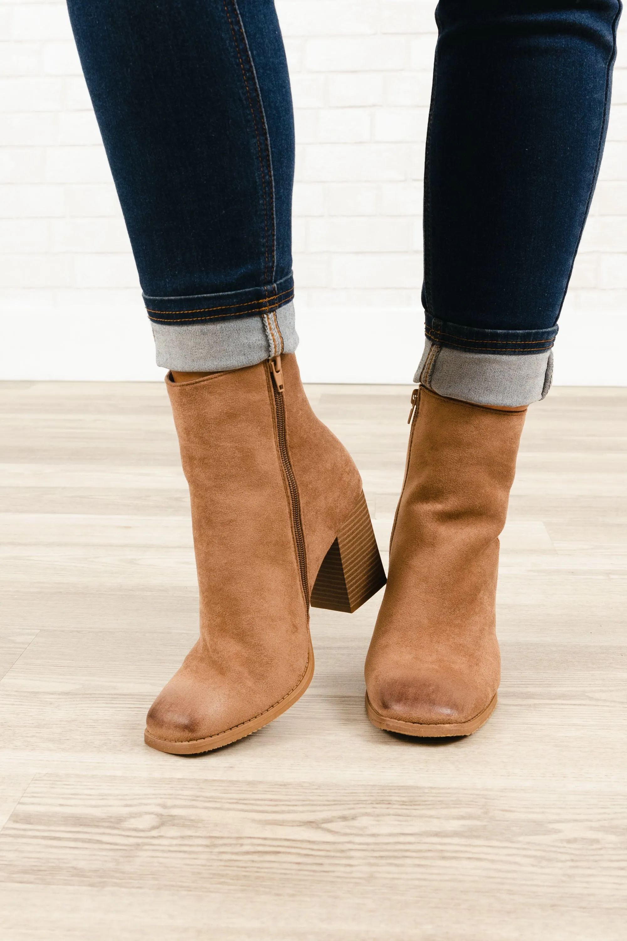 Walking Into The Great Unknown Booties, Taupe