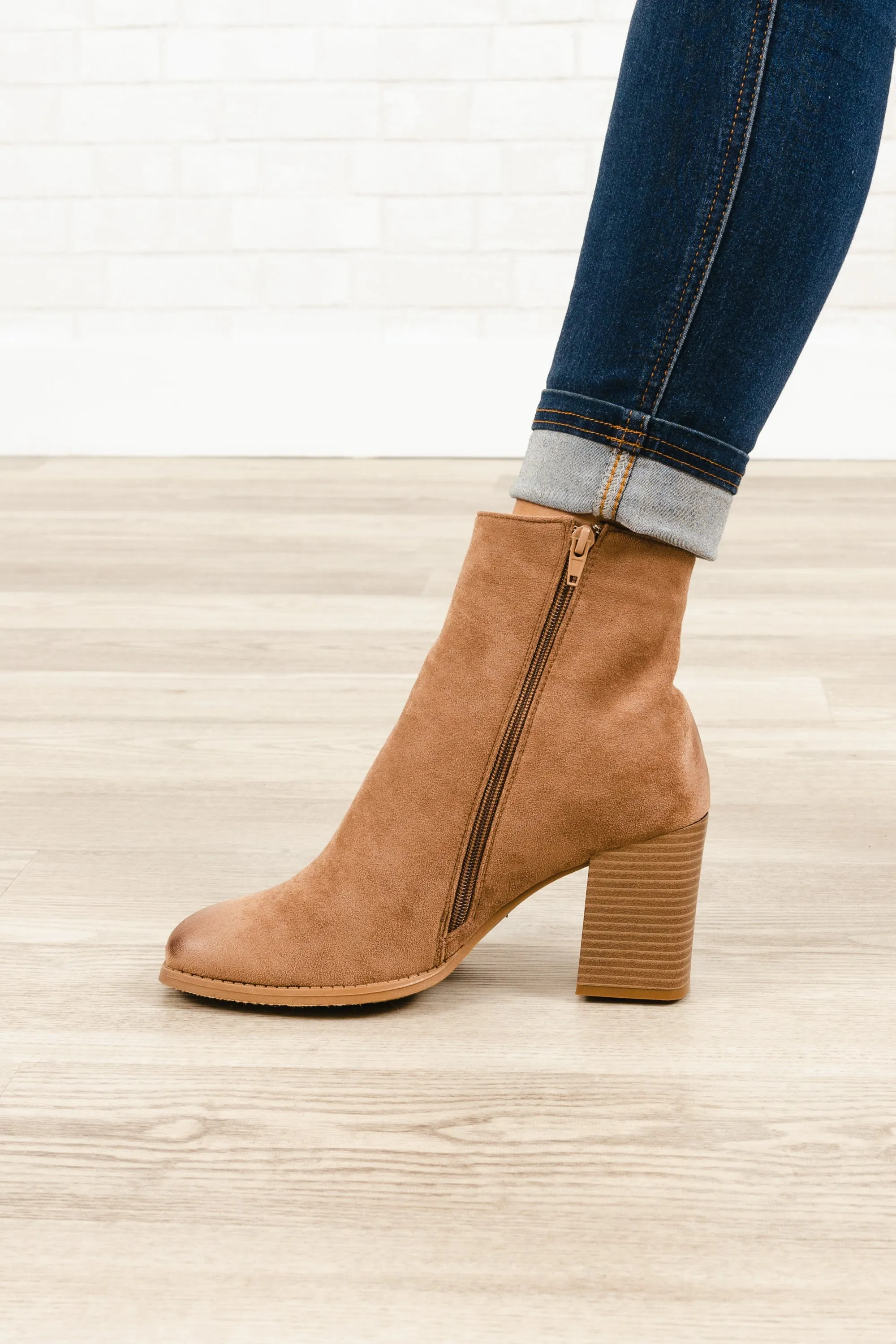 Walking Into The Great Unknown Booties, Taupe