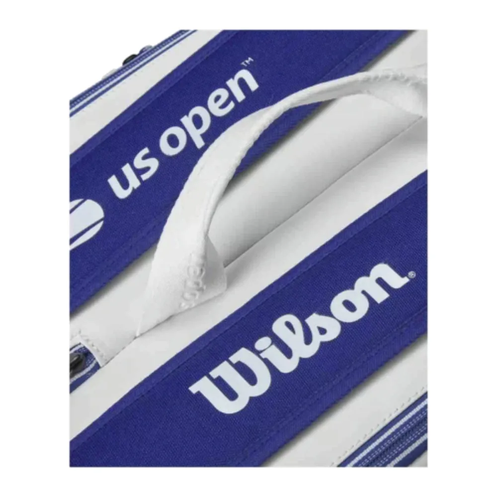 WILSON US Open 2023 Tour 12R Tennis Kit Bag (White/Blue)