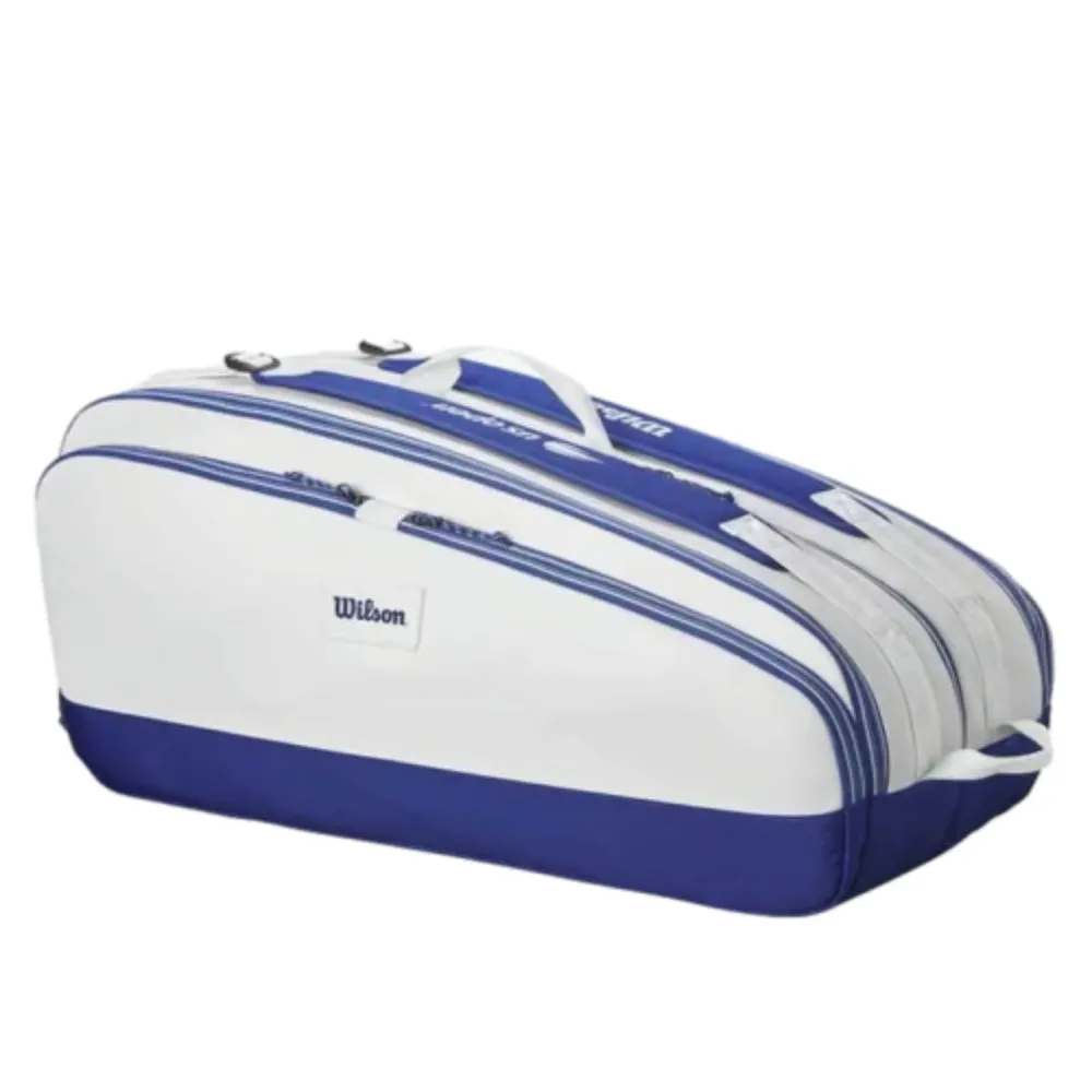 WILSON US Open 2023 Tour 12R Tennis Kit Bag (White/Blue)