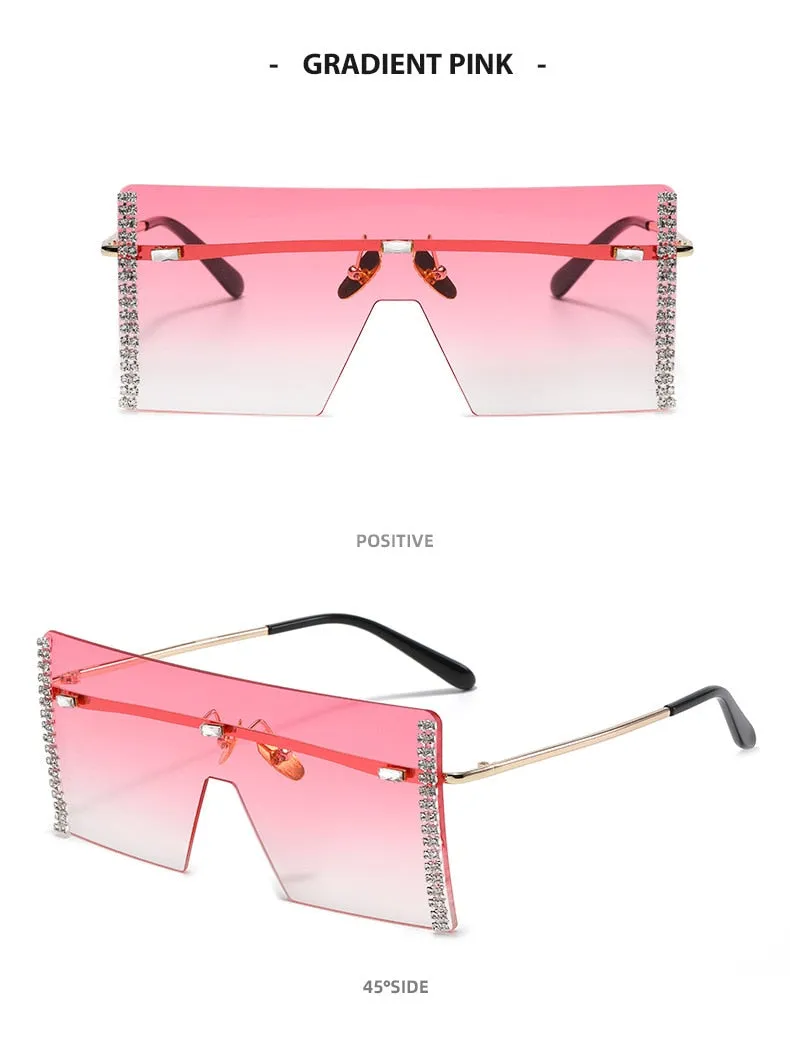 Women's Stainless Steel Square Shape Gradient Steampunk Sunglasses