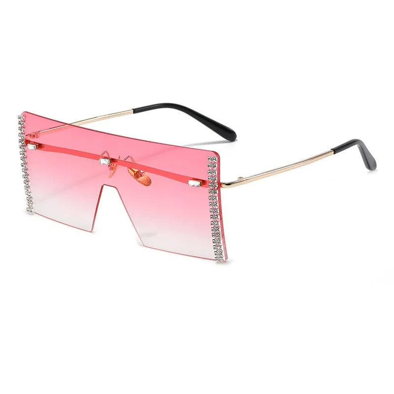 Women's Stainless Steel Square Shape Gradient Steampunk Sunglasses