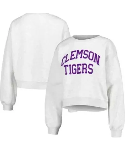 Zoozatz NCAA Clemson Tigers Core Chenille Cropped Pullover Sweatshirt